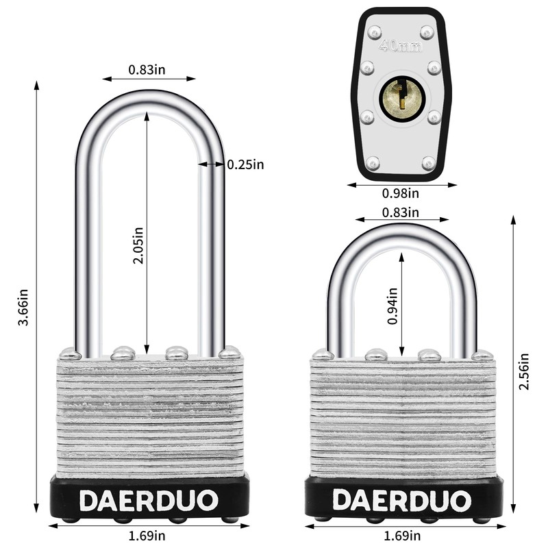 DAERDUO 24 Pack 40 mm (1-9/16") Keyed Alike Laminated Padlocks