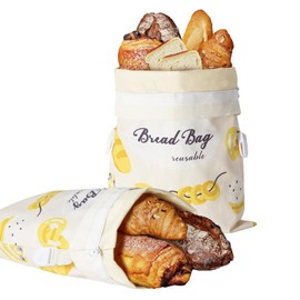 VA1KENE Reusable Beeswax Bread Bags (2-Pack) - Cotton Bread Storage Bags for Homemade Breads & Sourdoughs, Keeps Fresh, Extra Large Food Storage