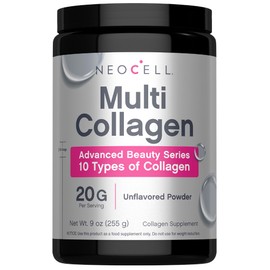 NeoCell Super Multi Collagen Peptides Powder | 9oz | 10 Types of Collagen | Skin, Hair and Nails | Beauty Supplement | Unflavored Powder | For Women and Men
