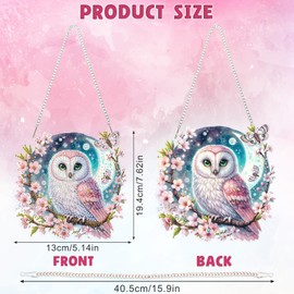 DOMROM Owl Diamond Art Hanging Kit for Adult, Special Shaped Rhinestone, DIY Acrylic 5D Diamond Art Painting Window Pendants, Home Wall Art Hanging Kits, Double Sided Hanging Ornament