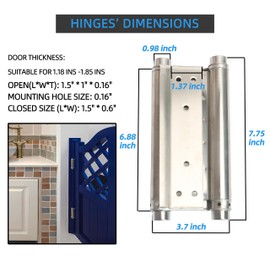 8inch Double Action Spring Hinges, Self Closing Door Hinges for Cafe Saloon Pub Swinging Doors, 201 Stainless Steel, Including Pins and Screws, 4Pack