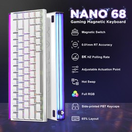 MIKIBY MAD Nano 68 Mechanical Gaming Keyboard, Hall Effect Magnetic Switches, 8K Hz Polling Rate, Rapid Trigger Adjustable Actuation, Side-Printed PBT Keycaps, RGB Wired Keyboard for Mac/Win