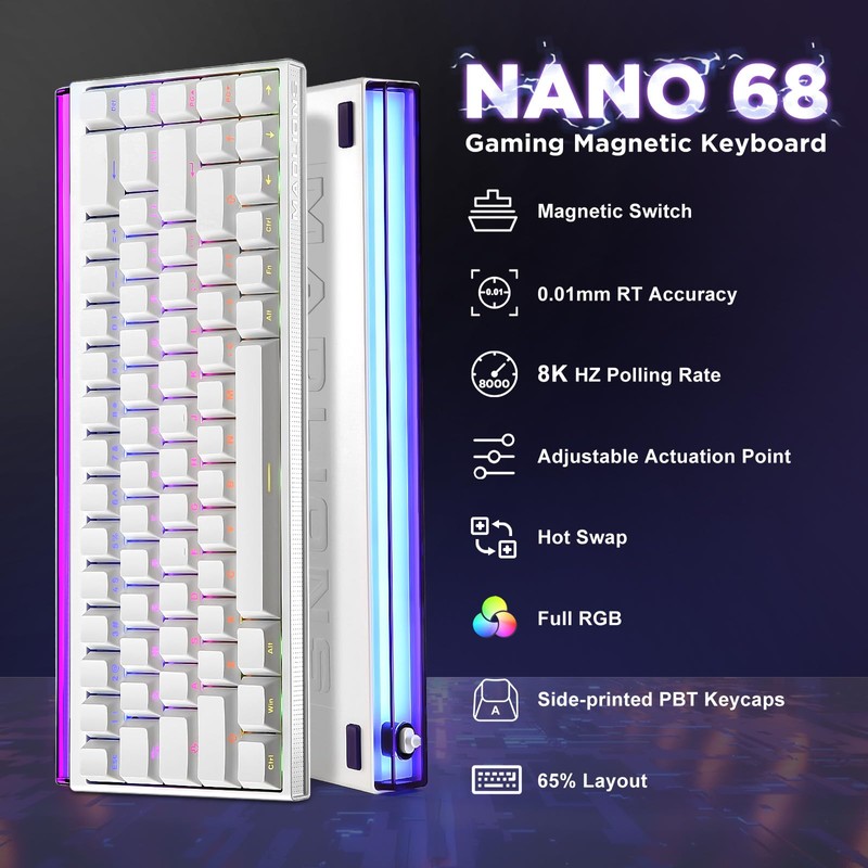 MIKIBY MAD Nano 68 Mechanical Gaming Keyboard, Hall Effect Magnetic