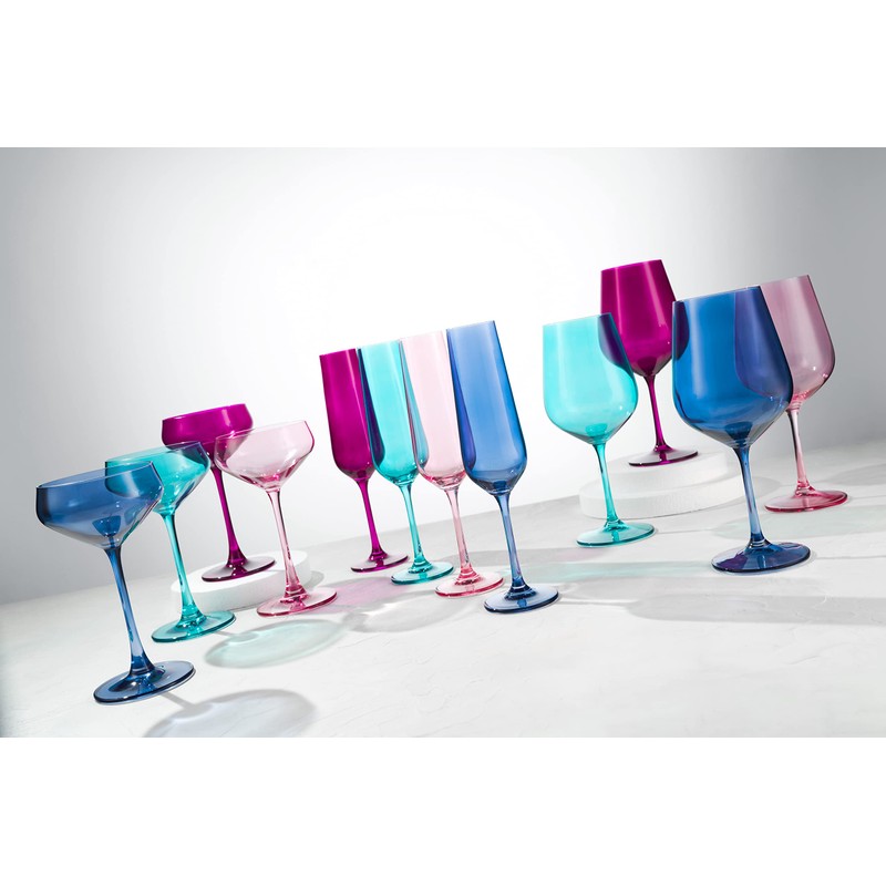 Godinger Champagne Glasses, Stemmed Champagne Flutes, Champagne Glass Set, Amethyst,