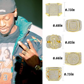 FIOROYAL 5Pcs Bling Pinky Ring for Men 18K Gold Plated Simulated Diamond Ring Hip Hop Iced Out Mens Gold Ring V8
