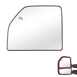 Senzeal Driver Side Heated Upper Mirror Glass Replacement for Ford F150 2015-2020 Ford F250 F350 F450 F550 2017-2022 Tow Mirror FL3Z17K707Q (Left Side)