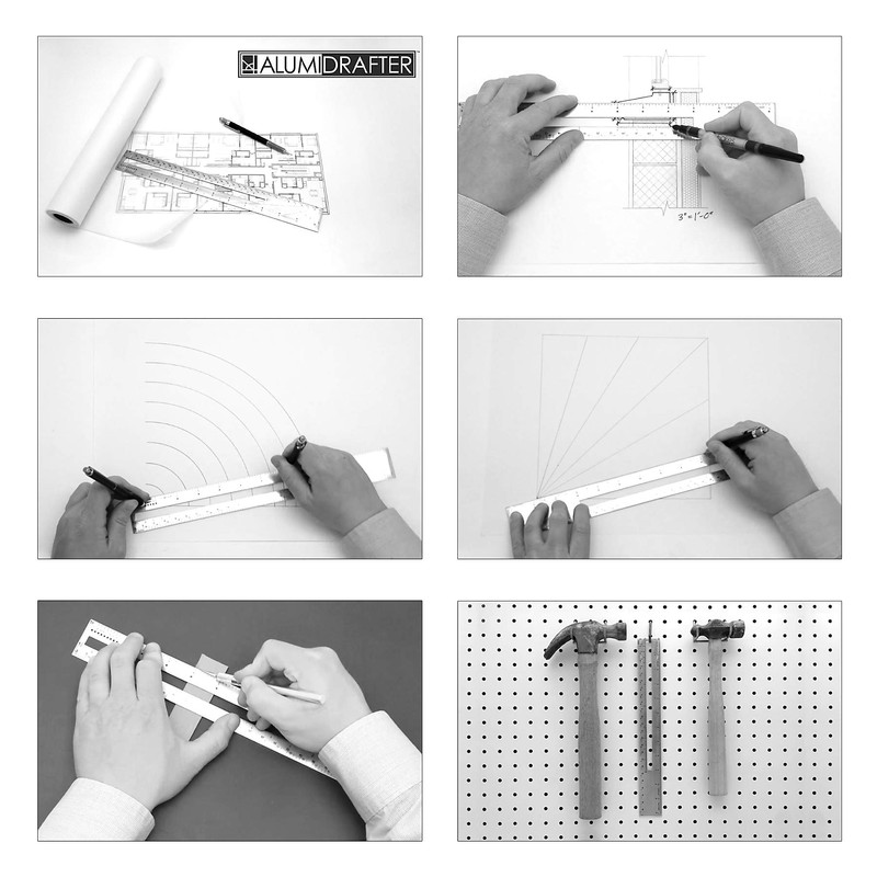 Alumicolor 3345-5 AlumiDrafter Engineer Drafting Tool, 12IN, Blue