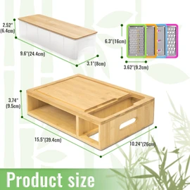 SHINESTAR Cutting Board with Containers, Sturdy Meal Prep Station for Kitchen, Includes 4 Graters, Cutting Board with 4 Trays - Easy Food Storage