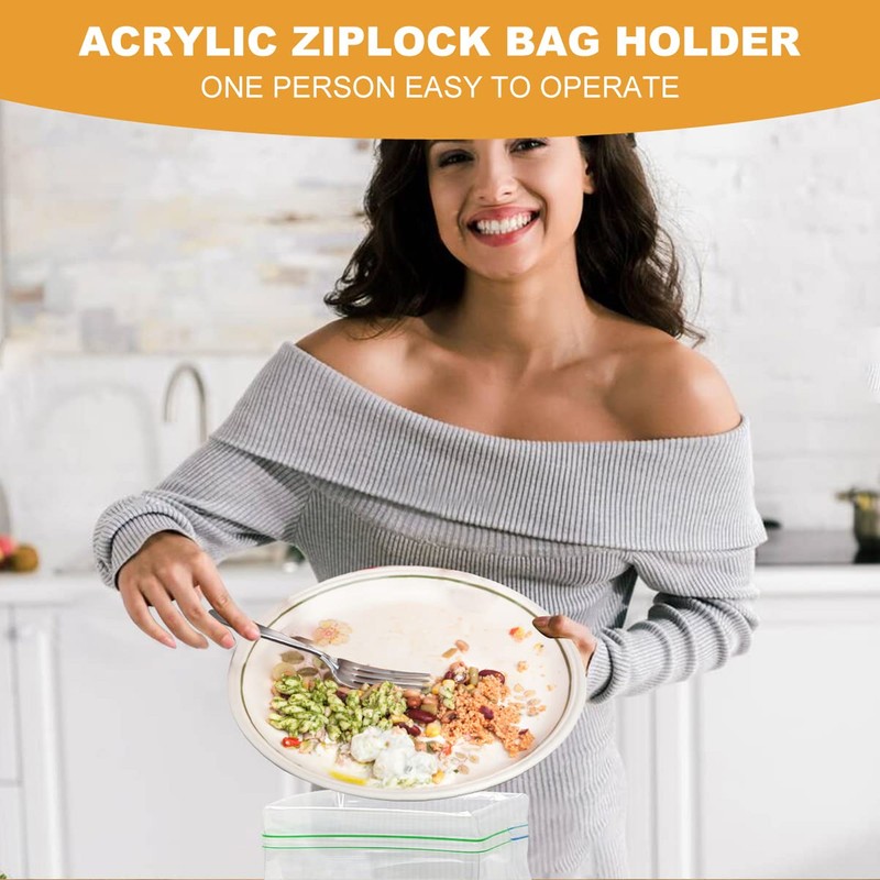2Pcs Zip Lock Bag Holder Acrylic Food Storage Bag Stand
