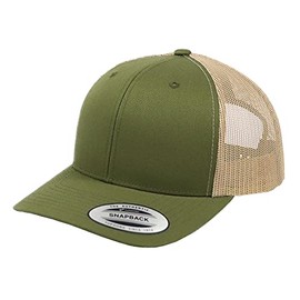 Flex-Fit YUPOONG YP CLASSIC Retro Trucker Cap Hat for Men and Women, Moss × Khaki