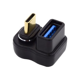 CY USB C Magnetic Plug Adapter, USB Type C Male to USB 3.0 Type A Female U Shape Angled OTG Data Adapter for Laptop Phone