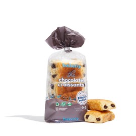 bakerly Chocolate Croissants with Real Chocolate, Non GMO, Free from Artificial Flavors & Colors, Pack of 4, 6-count (24 Total Croissants)