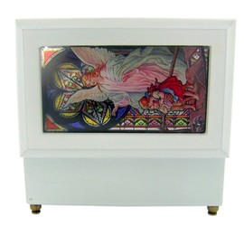 Catholic Religious Guardian Angel Stained Glass White Wood Musical Jewelry Box, 6 1/2 Inch