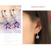Salanda Sterling Silver CZ Dangle Earrings, Purple Plum Blossom Drop