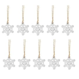 10 Wooden Christmas Snowflakes Hanging Bauble Tree Decorations Snow flake Rustic