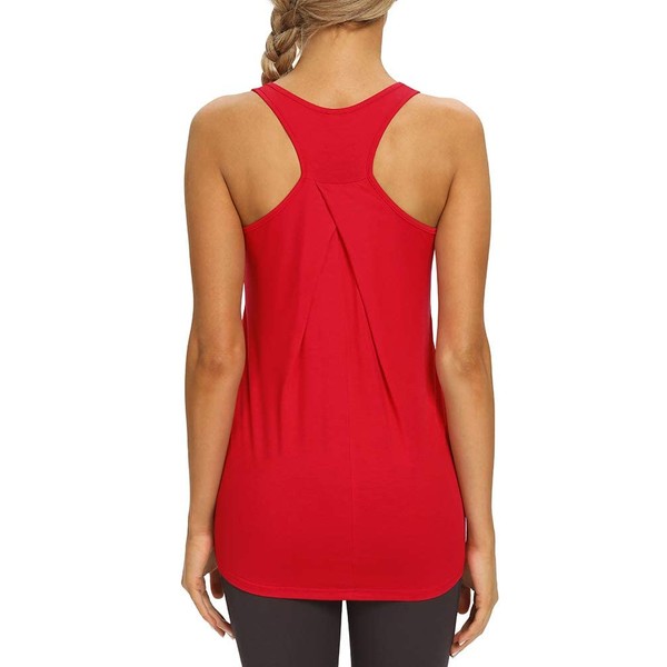Mippo Workout Tanks Long Tank Tops Yoga Shirts Womens Activewear Tops Racerback Tank Tops Work Out Clothes Active Wear Outfits for Women Red L