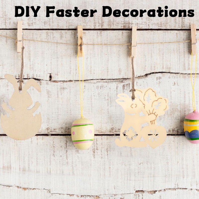 KSVFTB 40 Pcs Easter Crafts for Kids, Wooden Eggs, Wooden
