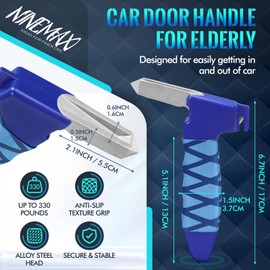 NINEMAX Exit Aid Car Entry Aid Car Seniors Pack of 2 Grab Bars for Car to Get Out with Belt Cutter Portable for Disability Pregnant Women (Blue)