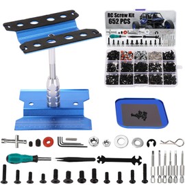 RC Car Repair Work Stand 652 PCS Screw Kit RC Repair Tool Kit Universal RC Screw Set for Arrma Redcat Traxxas Axial HPI Losi 1/8 1/10 1/12 1/16 Scale RC Cars Trucks Crawler