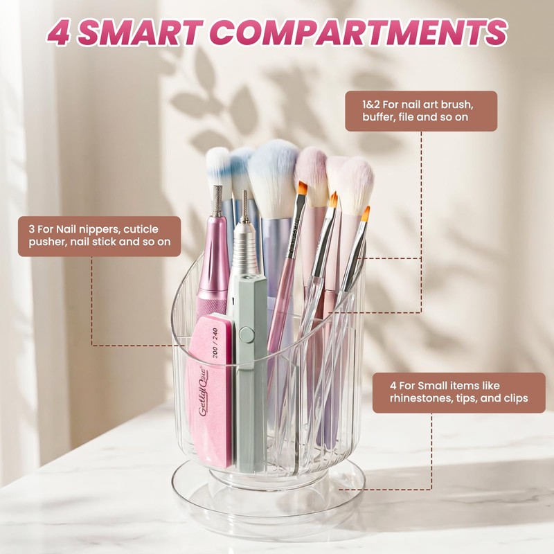 BQAN Acrylic Nail Brush Holder Desk Organizer for Makeup Brush