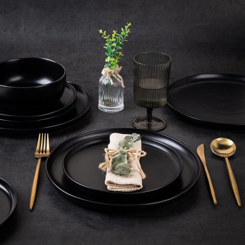 AmorArc Ceramic Dinner Plates Set of 6, Wavy Rim 10.5