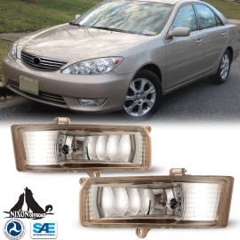 WOLFX Fit For 2005-2006 Toyota Camry Clear Lens Bumper Fog Lights w/Bulbs+Wire+S