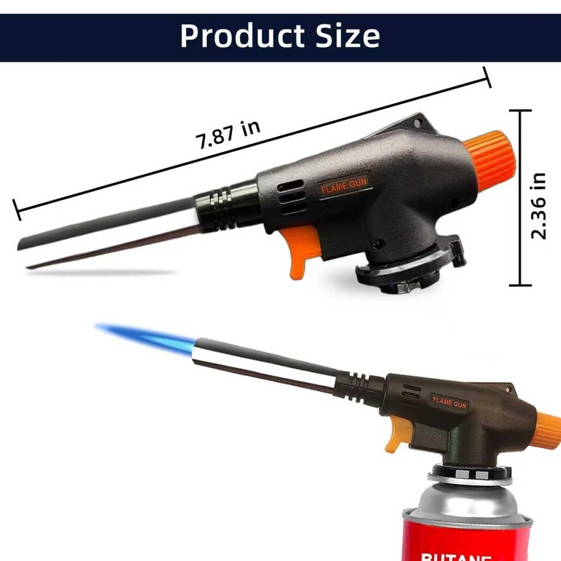 Professional Butane Torch Head, Black and Orange, Gas Canister Compatible,