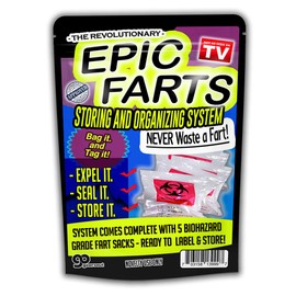 Epic Farts Storing And Organizing System Fart Bags 5 Pack Funny Fart Gags for Friends Silly Stocking Stuffers for Teens Fart Humor Fart Pranks Biohazard Bags For Fart Collection Gas Containers