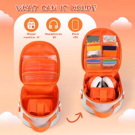 Carrying Case Compatible with Yoto Mini 2024 Edition Kids Audio Music Player & Headphone, Travel Storage Bag for Audiobook Cards Radio (Up to 30 Cards) with Adjustable Strap, Gray(Bag Only)