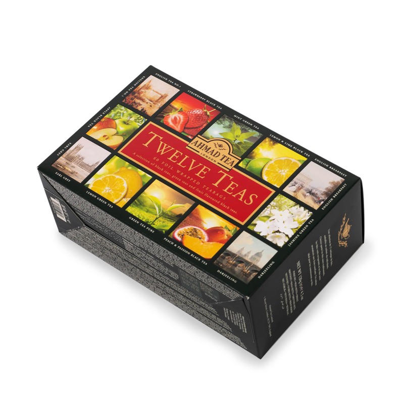 Ahmad Tea Variety Gift Box, 60 Foil Enveloped Teabags, Twelve