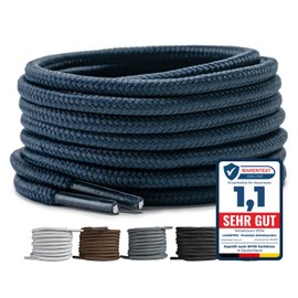 LaceHype 2 Pairs – Premium Round Shoelaces, Diameter 4.5 mm, Polyester, for Work Shoes, Boots, Outdoor Shoes and Sports Shoes, Tear-Resistant Shoe Laces, darkblue