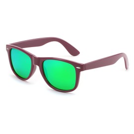 FEISEDY Classic Square Retro Polarized Sunglasses Women Men 80s Sun Glasses Trendy UV400 B1858 Purple-Green Mirror