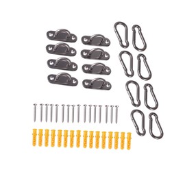 TIOMIOSEA M6 Ceiling Hook Heavy Duty Stainless Steel Carabiner and Stainless Steel Eye Plate with Eyelet, Wall/Ceiling Mount Hook for Attaching Sun Sail / Hanging Chair / Boat Deck / Ceiling