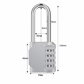 Padlock, Dial Type, 4-Digit Lock, Set of 2, Key, Dial Lock, Anti-theft Number, For Schools, Warehouses, Corporations, Outdoors, Lockers, For Travel, Easy Setup, Easy Operation (Black + Silver)