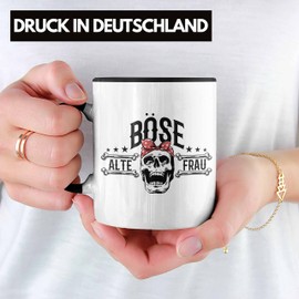 Trendation - Lustige Tasse Geschenk für Böse Alte Frau Rock Biker (Schwarz)