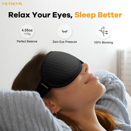 Blackout Weighted Eye Mask for Sleep: Gentle Deep-Pressure 3D Contoured Mask for Men & Women – Eyelash-Free, Breathable, Designed to Promote Relaxation & Rest in Light-Sensitive Settings – Black