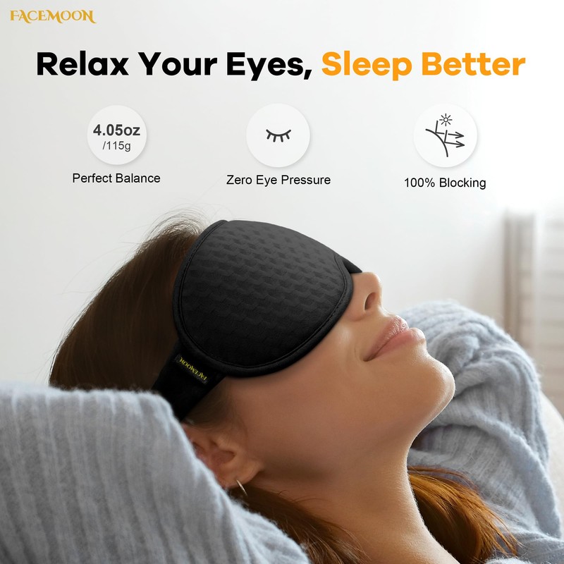 Blackout Weighted Eye Mask for Sleep: Gentle Deep-Pressure 3D Contoured
