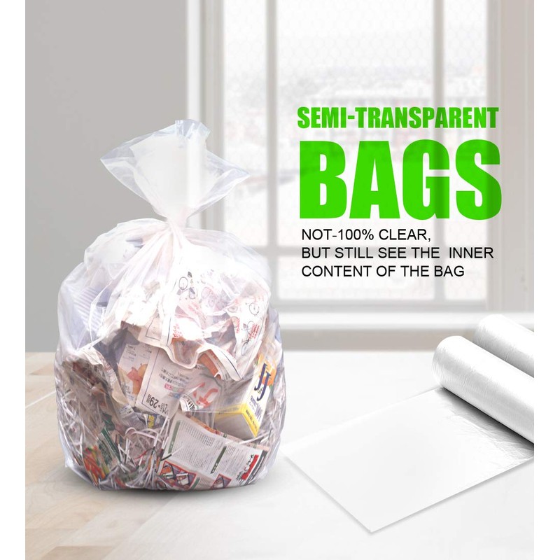 FORID 13 Gallon Trash Bags - Clear Plastic Garbage Bags