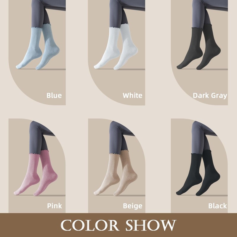 ZANZER Pilates Women's Yoga Socks with Non-slip Grip, Ruffle Swivel