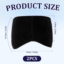 2 Pack Ear Warmers Headband, Fleece Ear Covers Winter Headbands Ear Muffs for Cold Weather Running Ear Warmer Wicking Sport Headband for Men Women Jogging Running Hiking Cycling Skiing (Black+Navy)