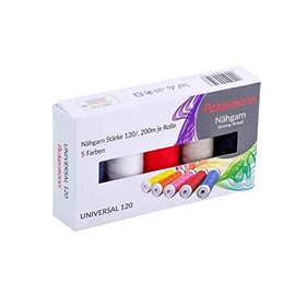 Ackermann 5 x 200 m Universal Sewing Thread (General Sewing), Thickness 120, 100% Polyester, Tear-Resistant