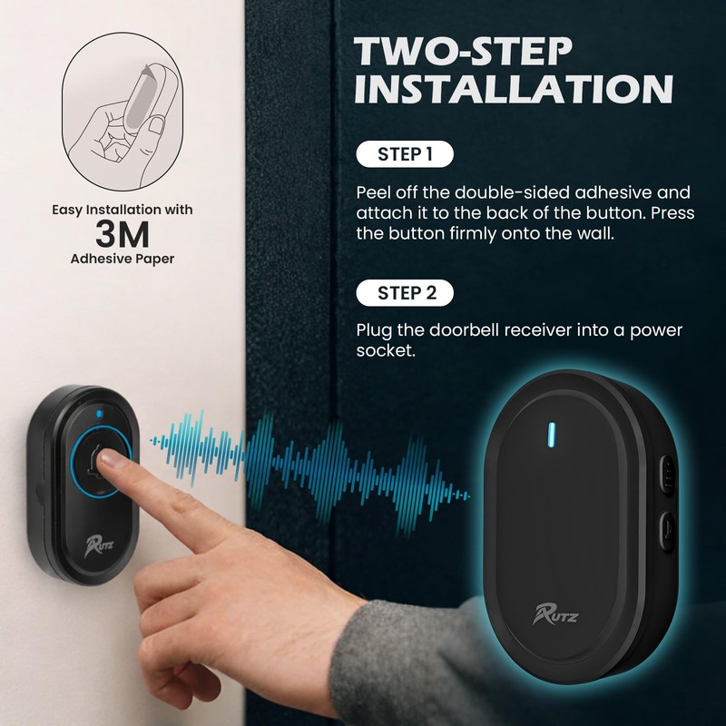 RUTZ® Wireless Doorbell, Waterproof Plug-in Door Bells Wireless Cordless Chime