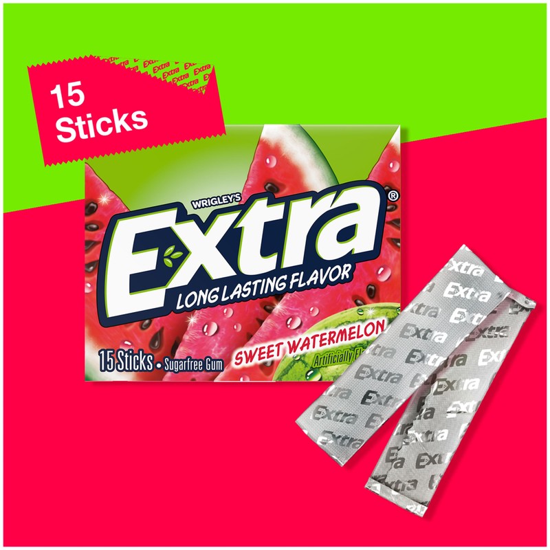EXTRA Gum Sweet Watermelon Sugarfree, Bulk, Individually Wrapped, Long-Lasting Juicy