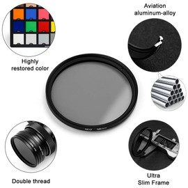 58mm ND Fader,Neutral Density ND2 Filter with Centre Pinch Lens Cap for Canon Nikon Sony Pentax Olympus Fuji DSLR Camera + 3 Slot Nylon Filter Pouch