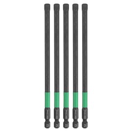 HARFINGTON 5pcs H6 Flat Hex Head Screwdriver Bit 6mm Metric Tip 1/4" Hex Shank 150mm (6") Long Magnetic Hexagonal Screw Drill Bit Wrench Black Phosphate S2 Steel Power Driver Socket