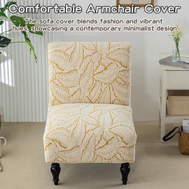 SEAUR Armless Accent Chair Cover Slipper Slipcover Chair Covers for Living Room Dining Removable and Washable Stretch Anti-Fouling Furniture Protector Yellow