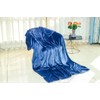Navy Blue Flannel Fleece Blanket fluffy throw Super soft Bed