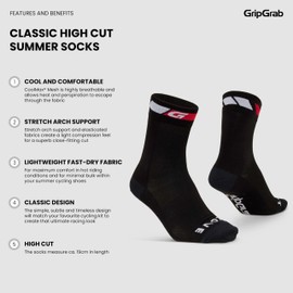 GripGrab Classic High Cut Long Breathable Summer Cycling Socks Tall Pro Racing-Style Road Mountain-Bike Cross Gravel