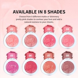 MAEPEOR Matte Face Blush 8 Colors Lightweight Natural Look Face Blush Long-Lasting and Highly Pigmented Powder Blush for Cheeks (Color 05)