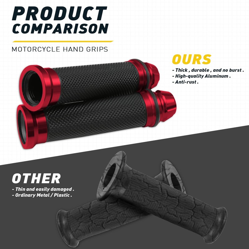 DREAMIZER Motorcycle Handlebar Grips 7/8-22mm Handle Grip Universal CNC Handlebar